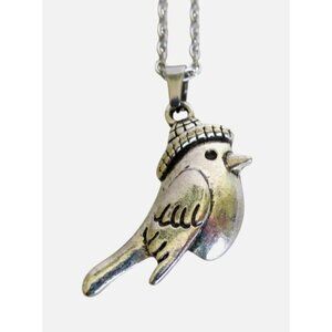 New Bird Pendant Necklace With Hat On 20" Stainless Chain Nature Bird Jewelry Gi